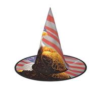 JEJEA Aquila con bandiera USA stampa donna grande cappello strega cappello strega streghe cappelli Halloween Cosplay partito accessorio