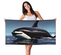 JEJEA Asciugamano da spiaggia con stampa orca killer whale, 70 x 140 cm, ad asciugatura rapida, per bagno, piscina, da uomo, donna, regalo per adulti