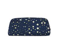 JEJEA Astuccio in pelle blu navy con stampa cielo e stelle, grande capacità astuccio per matite astuccio per cancelleria penna, borsa versatile per il trucco, Oro, Taglia unica, Beauty case