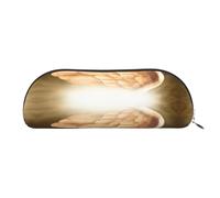 JEJEA Astuccio in pelle con stampa ali d'angelo con cerniera, astuccio, astuccio per matite, astuccio per matite, astuccio per trucchi e cosmetici, Argento, Taglia unica, Beauty case