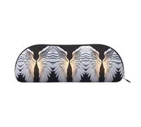 JEJEA Astuccio in pelle con stampa ali d'angelo con cerniera, astuccio, astuccio per matite, astuccio per matite, astuccio per trucchi e cosmetici, Argento, One Size, Beauty case