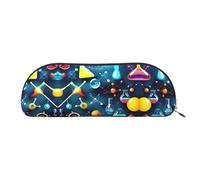 JEJEA Astuccio in pelle con stampa astratta scientifica chimica con cerniera, astuccio, astuccio per matite, astuccio per matite, astuccio per trucchi e cosmetici, Argento, Taglia unica, Beauty case