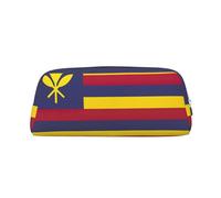 JEJEA Astuccio in pelle con stampa bandiera del Regno delle Hawaii, astuccio per matite di grande capacità, astuccio per cancelleria e penne, borsa versatile per il trucco, Argento, Taglia unica,