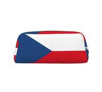 JEJEA Astuccio in pelle con stampa bandiera della Repubblica Ceca, astuccio per matite di grande capacità, borsa per penne per cancelleria, borsa versatile per il trucco, Argento, Taglia unica, Beauty