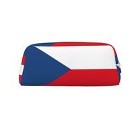 JEJEA Astuccio in pelle con stampa bandiera della Repubblica Ceca, astuccio per matite di grande capacità, borsa per penne per cancelleria, borsa versatile per il trucco, Oro, Taglia unica, Beauty