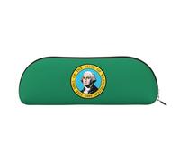 JEJEA Astuccio in pelle con stampa bandiera Washington con cerniera, astuccio per matite, astuccio per matite, astuccio per matite, astuccio per trucchi e cosmetici, Oro, Taglia unica, Beauty case