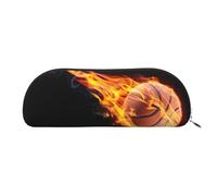 JEJEA Astuccio in pelle con stampa basket on fire con cerniera, astuccio per matite, astuccio per matite, astuccio per matite, astuccio per trucchi e cosmetici, Argento, Taglia unica, Beauty case