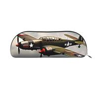 JEJEA Astuccio in pelle con stampa di aeroplano della Seconda Guerra Mondiale 2, scala standard 2_00x, con cerniera, astuccio, astuccio per matite, astuccio per matite, astuccio per trucchi e