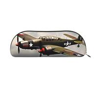 JEJEA Astuccio in pelle con stampa di aeroplano della Seconda Guerra Mondiale 2, scala standard 2_00x, con cerniera, astuccio, astuccio per matite, astuccio per matite, astuccio per trucchi e