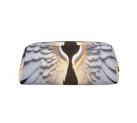 JEJEA Astuccio in pelle con stampa di ali d'angelo, borsa per penne di cancelleria con grande capacità, borsa versatile per il trucco, Oro, Taglia unica, Beauty case