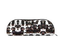 JEJEA Astuccio in pelle con stampa di bassotto Weiner con cerniera, astuccio per matite, astuccio per matite, astuccio per matite, astuccio per trucchi e cosmetici, Argento, Taglia unica, Beauty case