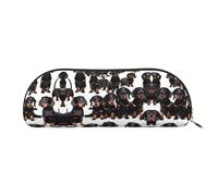 JEJEA Astuccio in pelle con stampa di bassotto Weiner con cerniera, astuccio per matite, astuccio per matite, astuccio per matite, astuccio per trucchi e cosmetici, Oro, Taglia unica, Beauty case
