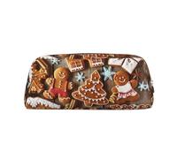 JEJEA Astuccio in pelle con stampa di biscotti di pan di zenzero, astuccio per matite di grande capacità, borsa per penne per cancelleria, borsa versatile per il trucco, Argento, Taglia unica, Beauty