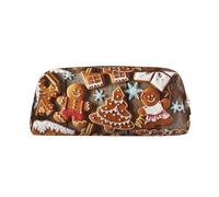 JEJEA Astuccio in pelle con stampa di biscotti di pan di zenzero, astuccio per matite di grande capacità, borsa per penne per cancelleria, borsa versatile per il trucco, Oro, Taglia unica, Beauty case