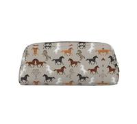JEJEA Astuccio in pelle con stampa di cavallo carino,Sacchetto di penna di cancelleria del sacchetto della matita di grande capacità,Borsa, Oro, Taglia unica, Beauty case