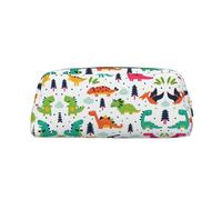 JEJEA Astuccio in pelle con stampa di dinosauri, astuccio per matite di grande capacità, borsa per penne per cancelleria, borsa versatile per il trucco, Argento, Taglia unica, Beauty case