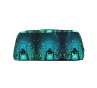 JEJEA Astuccio in pelle con stampa di lucciole e lanterne, astuccio per matite di grande capacità, astuccio per cancelleria e penne, borsa versatile per il trucco, Oro, Taglia unica, Beauty case