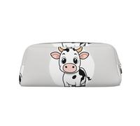 JEJEA Astuccio in pelle con stampa di mucca di latte del fumetto, astuccio per matite di grande capacità, borsa per penne per cancelleria, borsa per trucco, Oro, Taglia unica, Beauty case
