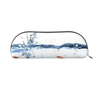 JEJEA Astuccio in pelle con stampa di pesce nell'acqua con cerniera, astuccio per matite, astuccio per matite, astuccio per matite, astuccio per trucchi e cosmetici, Oro, Taglia unica, Beauty case