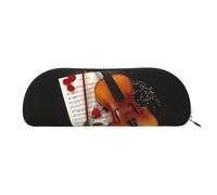 JEJEA Astuccio in pelle con stampa di spartiti di violino con cerniera, astuccio, astuccio, astuccio per matite, astuccio per matite, astuccio per trucchi e cosmetici, Oro, Taglia unica, Beauty case