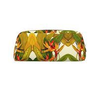 JEJEA Astuccio in pelle con stampa di uccello tropicale del paradiso, astuccio per matite di grande capacità, borsa per penne per cancelleria, borsa per trucco versatile, Oro, Taglia unica, Beauty
