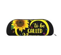 JEJEA Astuccio in pelle con stampa girasole e scritta "Blessed to be Callled Nana" con cerniera, astuccio per matite, astuccio per matite, astuccio per trucchi e cosmetici, Argento, One Size, Beauty