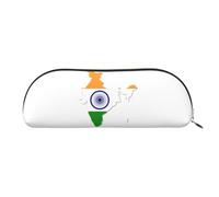 JEJEA Astuccio in pelle con stampa mappa dell'India con cerniera, astuccio per matite, astuccio per matite, astuccio per matite, astuccio per trucchi e cosmetici, Oro, Taglia unica, Beauty case