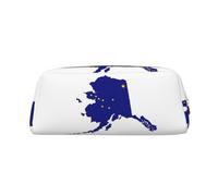 JEJEA Astuccio in pelle con stampa mappa dello stato dell'Alaska, astuccio per matite di grande capacità, astuccio per cancelleria e penne, borsa versatile per il trucco, Oro, One Size, Beauty case