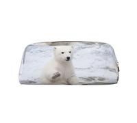 JEJEA Astuccio in pelle con stampa orso polare, astuccio per matite di grande capacità, borsa per penne per cancelleria, borsa versatile per il trucco, Oro, Taglia unica, Beauty case