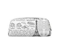 JEJEA Astuccio in pelle con stampa Torre Eiffel caffè parigino, grande capacità, astuccio per cancelleria, borsa versatile per il trucco, Oro, Taglia unica, Beauty case