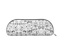 JEJEA Astuccio in pelle monocromatica con stampa di schizzo con cerniera, astuccio, astuccio per matite, astuccio per matite, astuccio per cosmetici, colore oro, taglia unica, borsa da toilette, Oro,