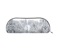 JEJEA Astuccio invernale in pelle con stampa di impianto di risalita con cerniera, astuccio, astuccio per matite, astuccio per matite, astuccio per matite, astuccio per trucchi e cosmetici, Argento,