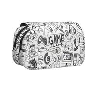 JEJEA Astuccio per penne e matite con stampa monocromatica, per matite e trucchi, multiuso, per Adluts, Nero , Taglia unica, Beauty case