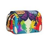 JEJEA Astuccio portapenne con stampa a lato sinistro e destro, per matite e trucchi, multiuso, per Adluts, Nero , Taglia unica, Beauty case