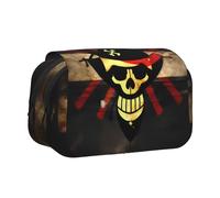 JEJEA Astuccio portapenne con stampa bandiera pirata per matite e trucchi multiuso per Adluts, Nero , Taglia unica, Beauty case
