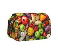 JEJEA Astuccio portapenne con stampa di frutta e verdura, portapenne, per matite, trucchi, multiuso, per Adluts, Nero , Taglia unica, Beauty case
