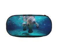 JEJEA Astuccio portapenne con stampa di lamantini indiani occidentali, grande capacità, ad alta capacità, organizer, Nero , Taglia unica, Organizer per borse