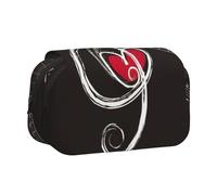 JEJEA Astuccio portapenne con stampa di simboli musicali e scritta "Love", per matite e trucchi, multiuso, per Adluts, Nero , Taglia unica, Beauty case