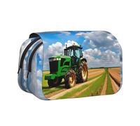 JEJEA Astuccio portapenne con stampa di trattore sotto cielo blu e nuvole bianche, per matite e trucchi, organizer multiuso per Adluts, Nero , Taglia unica, Beauty case