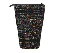 JEJEA Astuccio telescopico multifunzionale con stampa di formula matematica, astuccio carino per cancelleria, astuccio per penne e cosmetici portatile, Nero , Taglia unica, Organizer per borse
