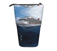 JEJEA Astuccio telescopico multifunzionale con stampa di navi da crociera, astuccio per cancelleria carino astuccio per penne e cosmetici portatile, Nero , Taglia unica, Organizer per borse