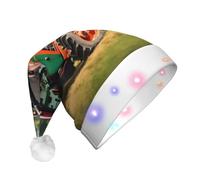JEJEA Azienda Trattori Fattoria Stampa Cappello di Babbo Natale Adulto Led, Cappello di Natale Con Luci Per Le Donne E Gli Uomini Rifornimenti Del Partito