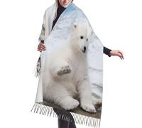 JEJEA Baby Polar Bear Stampa Stampa Faux Cashmere Frange Scialle - Calda sciarpa invernale per le donne, morbido avvolgente per il freddo