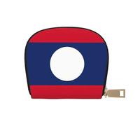JEJEA Bandiera del Laos Stampa Portafoglio Porta Carte Di Credito, Piccolo Portafoglio Porta Carte con Cerniera, Porta Carte In Pelle, bianco, Taglia unica
