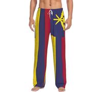 JEJEA Bandiera Del Regno Delle Hawaii Stampa Pigiama Pantaloni Uomini, Flanella Pigiama Pantaloni Pj Morbido Casual Pantaloni Loungewear Per La Casa, Nero , XL