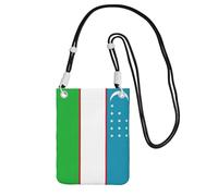 JEJEA Bandiera della Repubblica di Uzbekistan Stampa Crossbody Borsa Del Telefono Per Le Donne Uomini, Tracolla Regolabile Telefono Borsella, Per Viaggi Shopping, Nero , Taglia unica