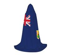 JEJEA Bandiera delle Isole Turks e Caicos Stampa Halloween Cosplay Festa di Natale Abiti con Cappuccio Mago Accappatoio Halloween Mantello Medievale Rinascimento