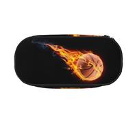 JEJEA Basket On Fire Stampa Grande Capacità Matita Penna Caso Grande Stoccaggio Alta Capacità Sacchetto Del Sacchetto Del Supporto Della Scatola, Nero , Taglia unica, Organizer per borse