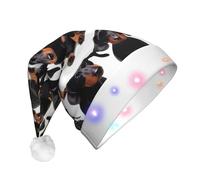 JEJEA Bassotto Weiner Pet Dog Print Santa Hat Adulto LED, Cappello di Natale Con Luci Per Donne E Uomini Capodanno Party Forniture