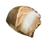 JEJEA Berretto morbido con stampa di ali d'angelo, per donne e uomini, caldo berretto morbido antivento per chemioterapia elasticizzato con teschio, Nero , Taglia unica